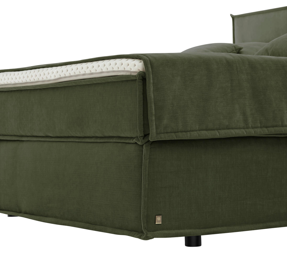 BOXSPRINGBETT 180/200 cm  in Olivgrün  - Schwarz/Olivgrün, Design, Textil (180/200cm) - Musterring