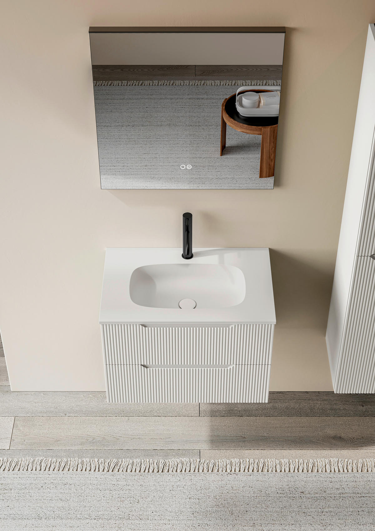 BADEZIMMER 3-teilig 70 cm  - Weiss, Konventionell, Holzwerkstoff/Stein (70cm) - Belluti