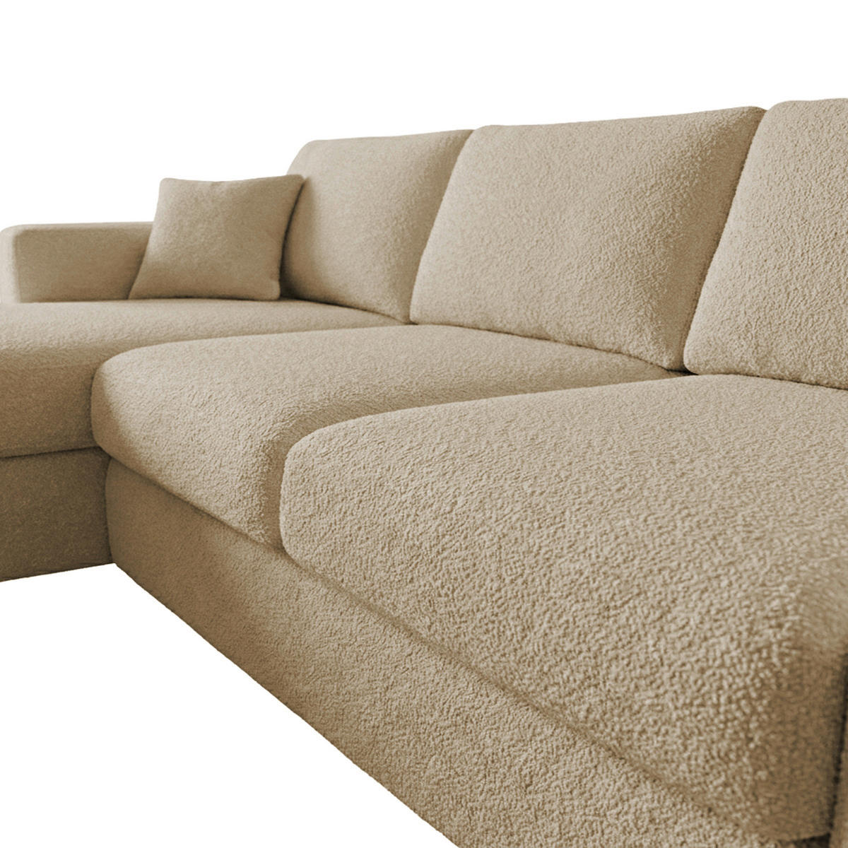 ECKSOFA LAPIT in Chenille Beige  170/240 cm  - Beige/Schwarz, Design, Holz/Textil (170/240cm) - MID.YOU