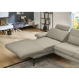 ECKSOFA in Echtleder Ecru  180/310 cm  - Ecru/Schwarz, Design, Leder/Metall (180/310cm) - Dieter Knoll