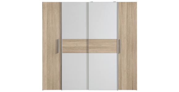 DREHTÜRENSCHRANK in Weiß, Sonoma Eiche - Alufarben/Weiß, KONVENTIONELL, Holzwerkstoff/Kunststoff (200,1/190,5/61,6cm) - Carryhome