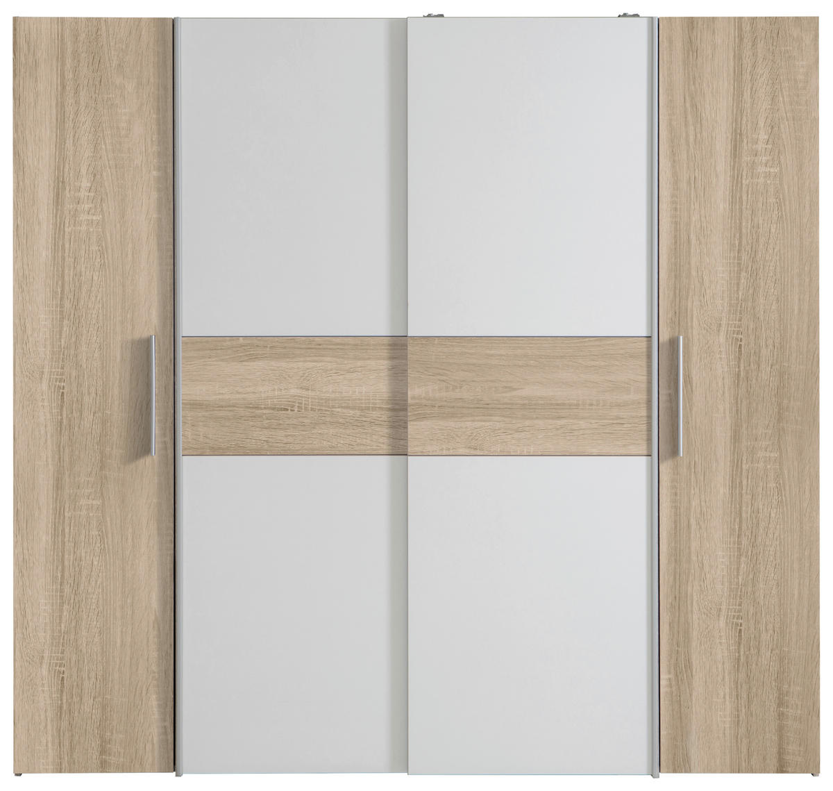 DREHTÜRENSCHRANK 200,1/190,5/61,6 cm 4-türig Weiß, Sonoma Eiche  - Alufarben/Weiß, KONVENTIONELL, Holzwerkstoff/Kunststoff (200,1/190,5/61,6cm) - MID.YOU
