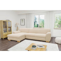 ECKSCHLAFSOFA NIKA Creme Webstoff  - Silberfarben/Creme, Basics, Holz/Textil (277/156cm) - MID.YOU
