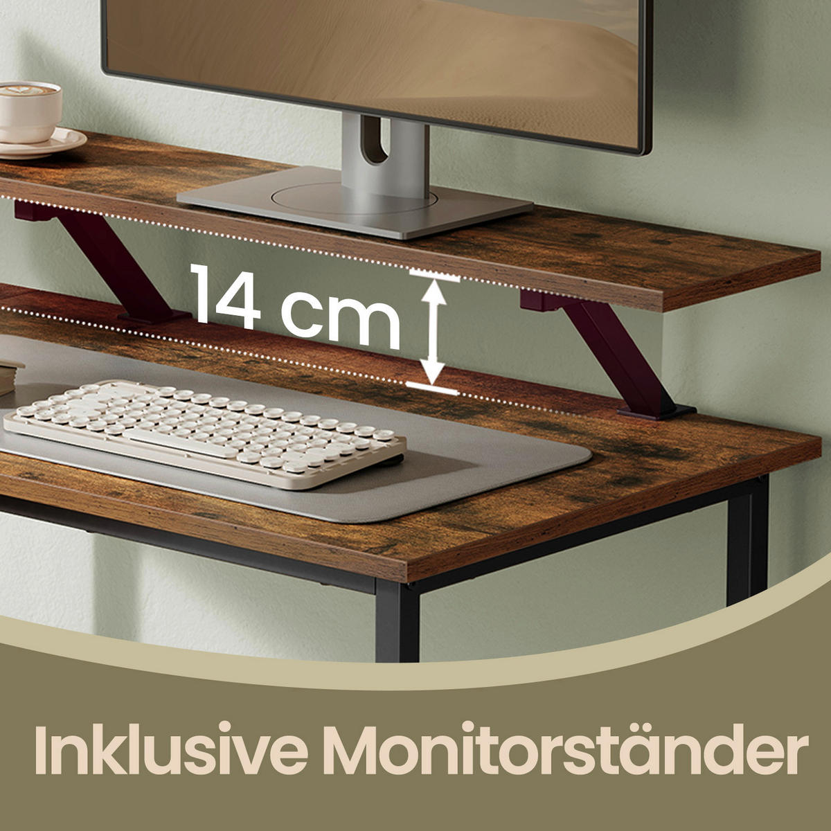 ECKSCHREIBTISCH 115/105/89,5 cm  höhenverstellbar, Stauraum, justierbare Füße  - Schwarz, Basics, Holzwerkstoff/Textil (115/105/89,5cm) - Boxxx