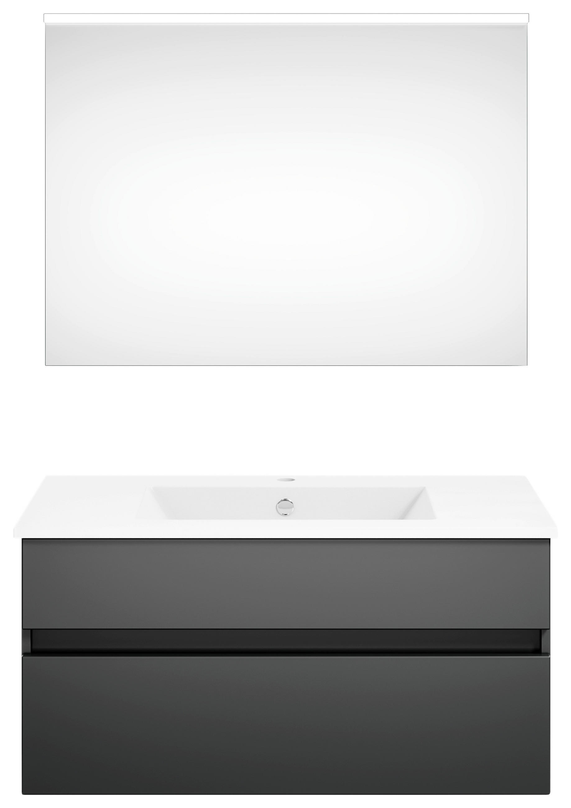 BADEZIMMER  in 92 cm  - Dunkelgrau/Weiß, KONVENTIONELL, Holzwerkstoff (92cm) - Puris