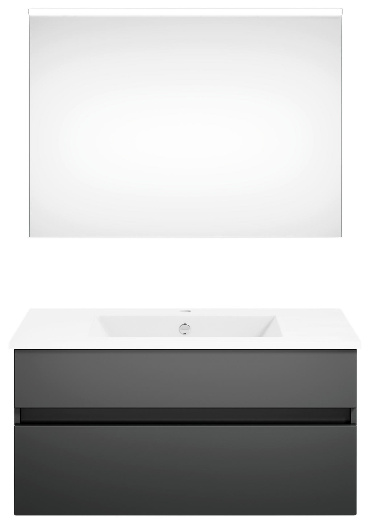 BADEZIMMER  in 92 cm  - Dunkelgrau/Weiß, KONVENTIONELL, Holzwerkstoff (92cm) - Puris