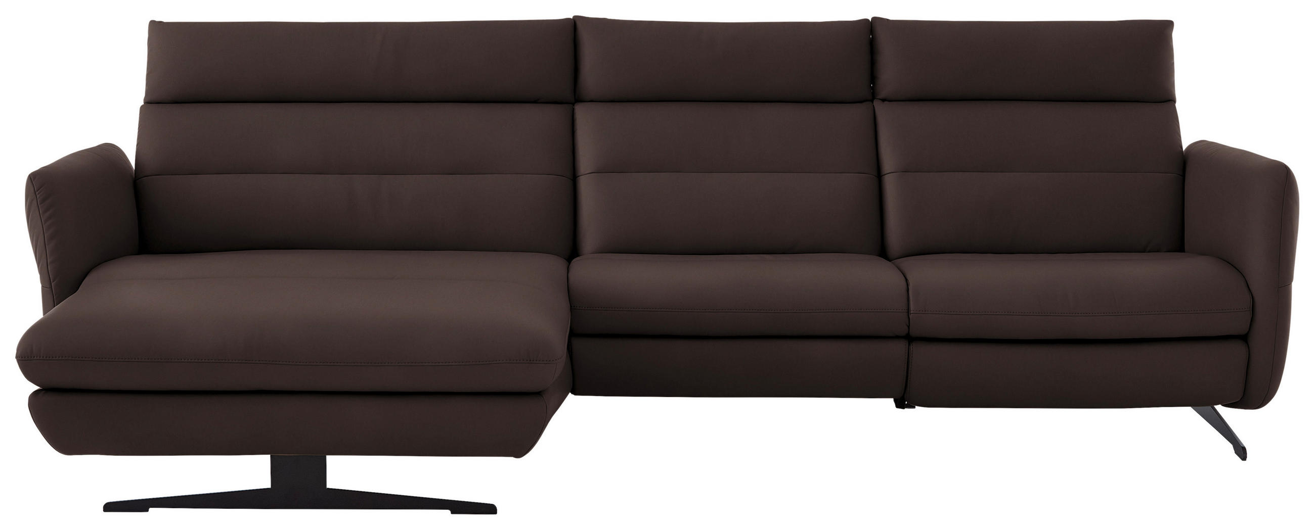 ECKSOFA in Echtleder Dunkelbraun  - Dunkelbraun/Schwarz, Design, Leder/Metall (169/298cm) - Dieter Knoll