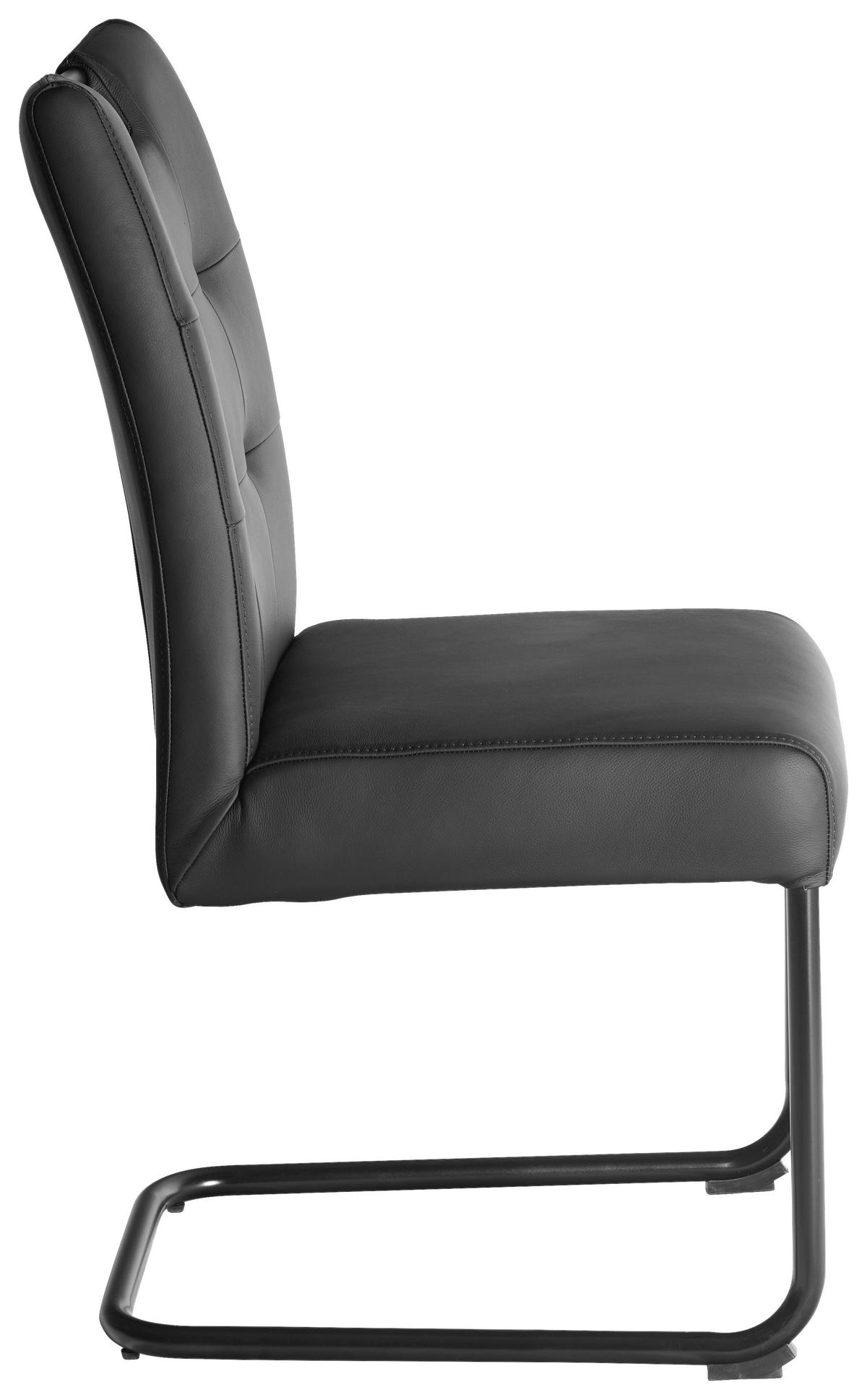 SCHWINGSTUHL    Echtleder  - Schwarz, Design, Leder/Metall (46/97/58cm) - Novel