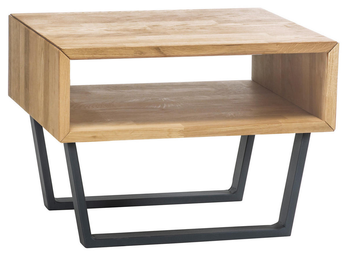 NACHTTISCH 50/36/41 cm  in massiv Eiche Anthrazit, Eiche Bianco  - Eiche Bianco/Anthrazit, Natur, Holz/Metall (50/36/41cm) - Hasena