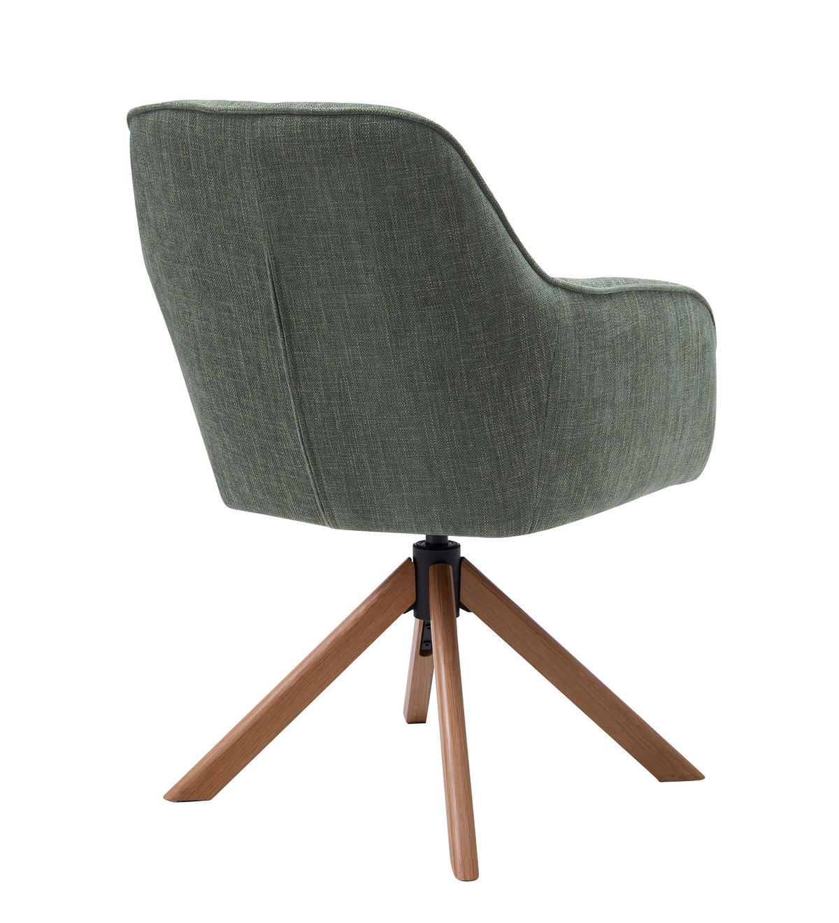 ARMLEHNSTUHL-SET 2 Stück Sitzfläche 360° drehbar, automatische Rückholfunktion, gepolsterte Armlehnen Chenille  - Waldgrün/Naturfarben, MODERN, Holz/Textil (59/87/65cm) - Livetastic