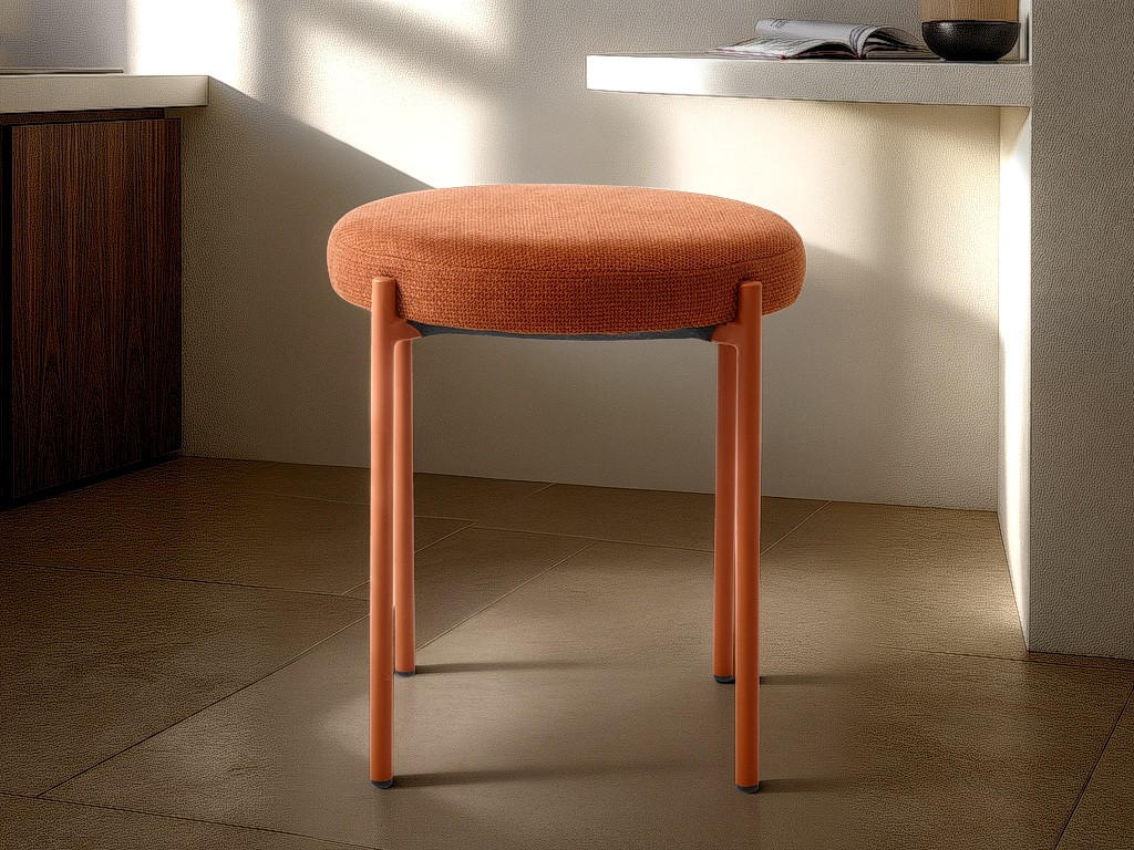 HOCKER Webstoff Terracotta  - Rostfarben/Terracotta, Basics, Textil/Metall (43,5/48/43,5cm) - Xora