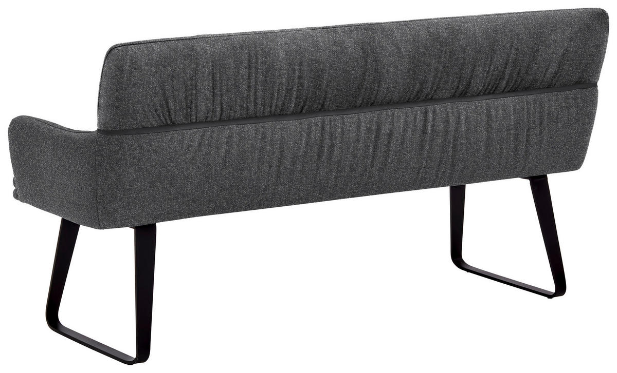 SITZBANK 180/86/68 cm Mikrofaser Graphitfarben  - Schwarz/Graphitfarben, Design, Textil/Metall (180/86/68cm) - Valdera