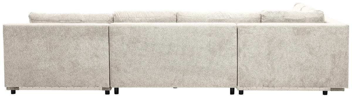 WOHNLANDSCHAFT Beige Velours  - Chromfarben/Beige, KONVENTIONELL, Kunststoff/Textil (198/363/170cm) - Hom`in
