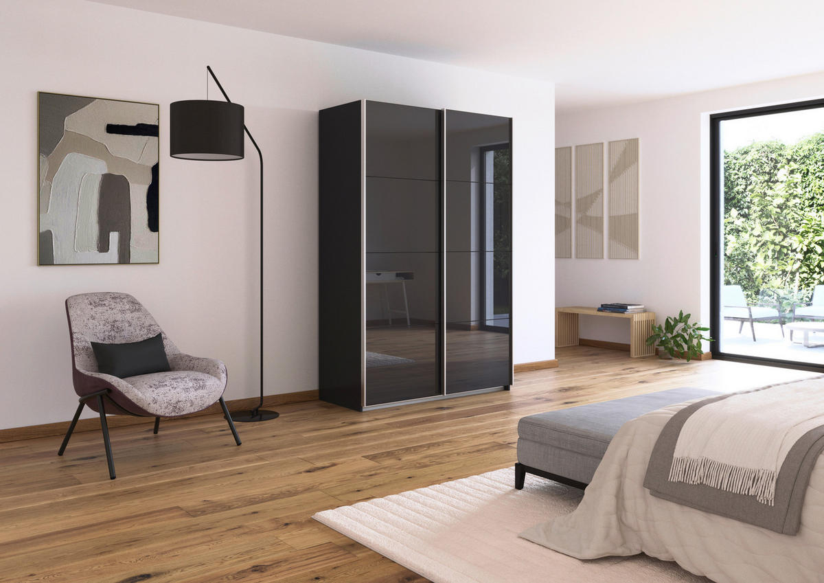 SCHWEBETÜRENSCHRANK  in Grau  - Alufarben/Grau, KONVENTIONELL, Glas/Holzwerkstoff (181/210/62cm) - Xora