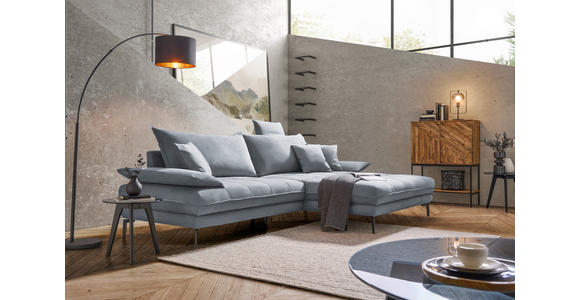 ECKSOFA in Mikrofaser Grau 292/176 cm - Schwarz/Grau, MODERN, Textil/Metall (292/176cm) - Carryhome