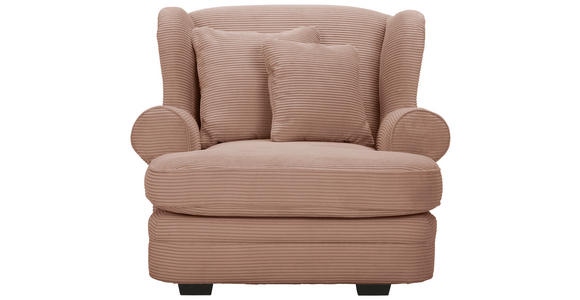 XXL-SESSEL Cord Rosa - Beige/Dunkelbraun, Design, Holz/Textil (121/100/140cm) - Ambia Home