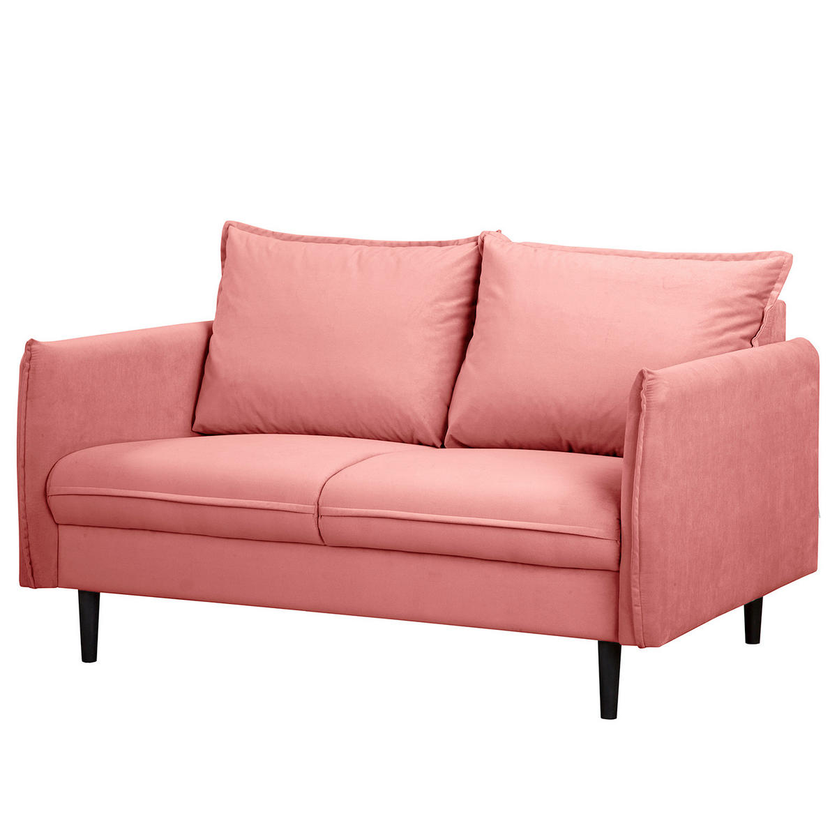2-SITZER-SOFA JULI in Samt Rosa  - Schwarz/Rosa, Design, Holz/Textil (138/86/100cm) - P & B