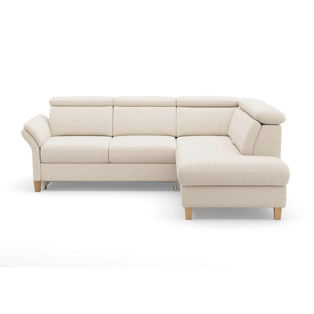 Thumbnail - Sit & More Ecksofa Glendale E, Creme, Textil, Eiche, massiv, 5,5-Sitzer, Ottomane rechts, L-Form, 247x193 cm, Goldenes M...