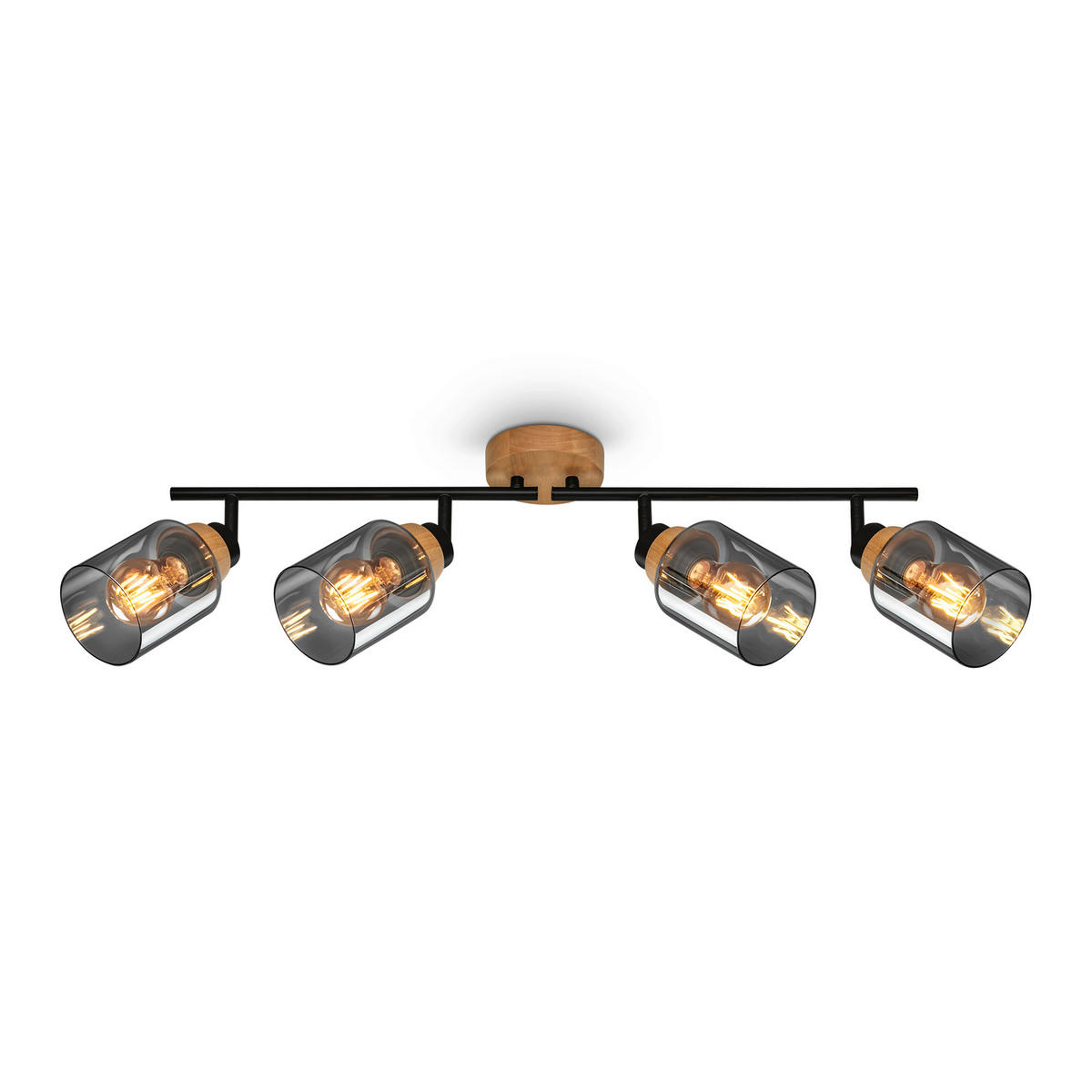 DECKENSPOTS 68/11/24 cm   - Eichefarben/Schwarz, Design, Glas/Holz (68/11/24cm)