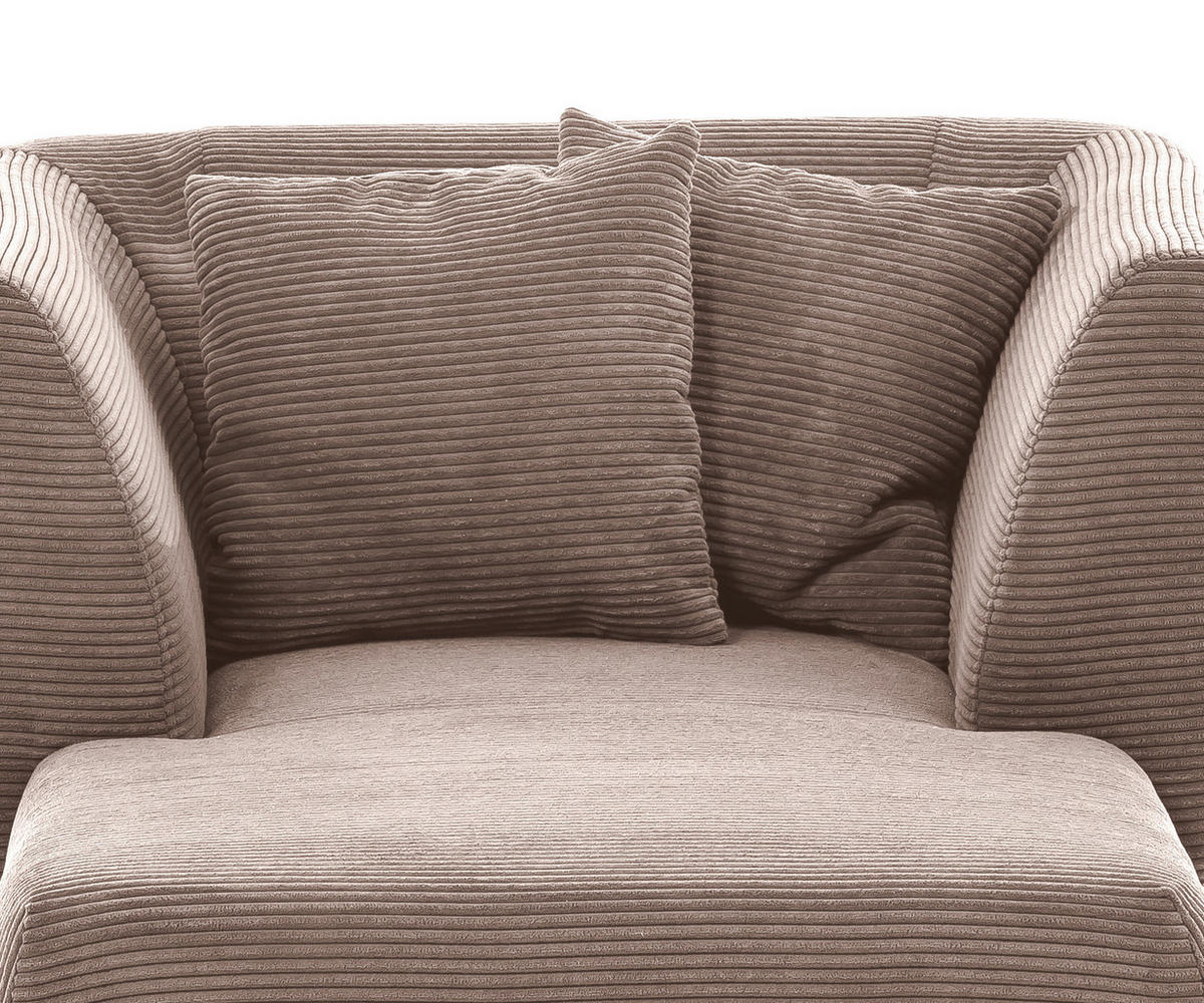 XXL-SESSEL in Cord Graubraun  - Graubraun/Schwarz, Modern, Holz/Textil (108/84/155cm) - MID.YOU