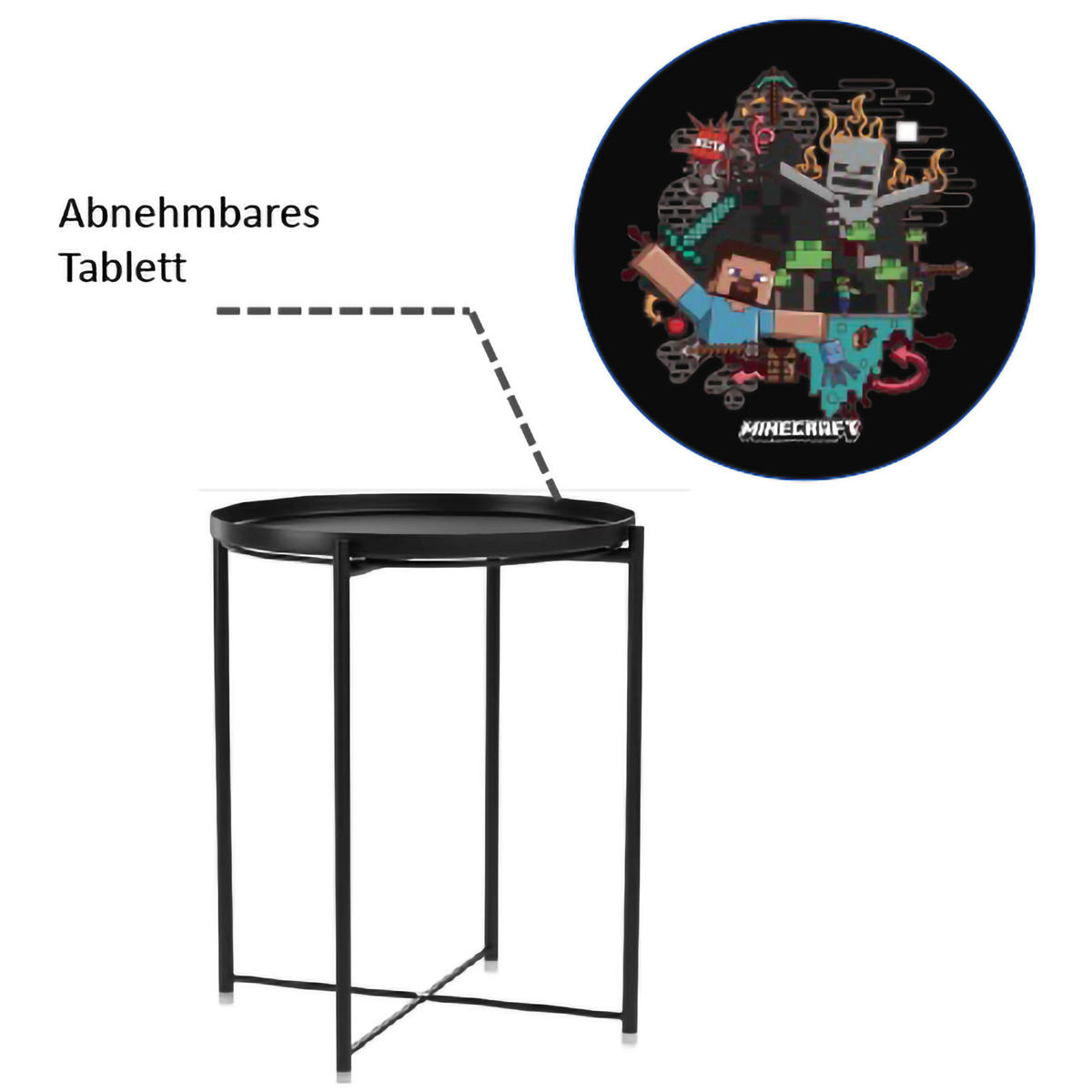 BEISTELLTISCH in Metall 47/47/51 cm  - Schwarz, MODERN, Metall (47/47/51cm) - Minecraft