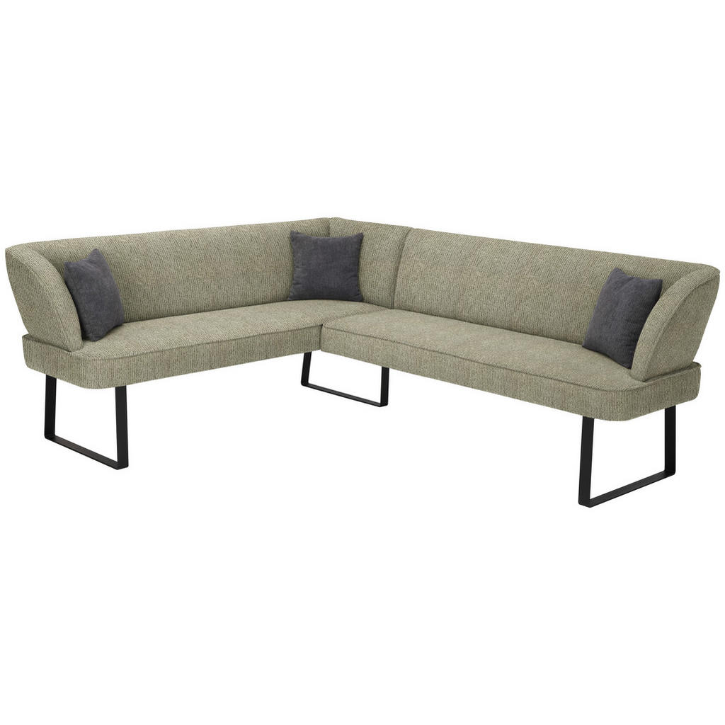 Thumbnail - Novel Eckbank, Schwarz, Hellgrün, Metall, Textil, 4-Sitzer, Ottomane rechts, Eckteil, L-Form, 233x189 cm, Stoffauswahl, ...