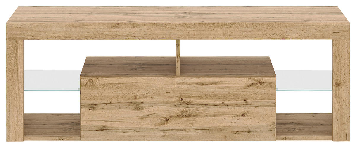 LOWBOARD EVEREST  in 140/50,5/35 cm  - Eiche Wotan/Schwarz, Design, Glas/Holzwerkstoff (140/50,5/35cm) - Livetastic