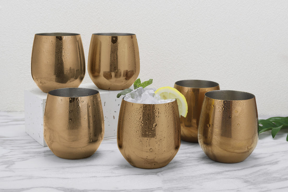 GLÄSERSET  6-teilig  - Kupferfarben, Trend, Metall (9,9cm) - Echtwerk