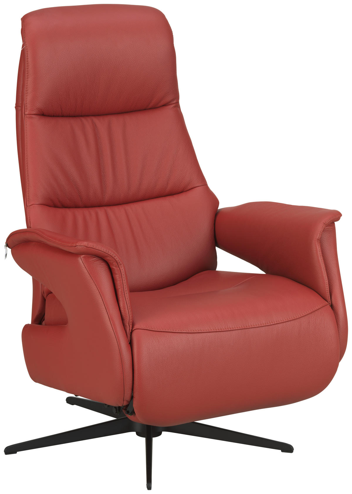 RELAXSESSEL Echtleder Rücken echt    - Rot/Schwarz, Design, Leder/Metall (74/108/86cm) - Welnova