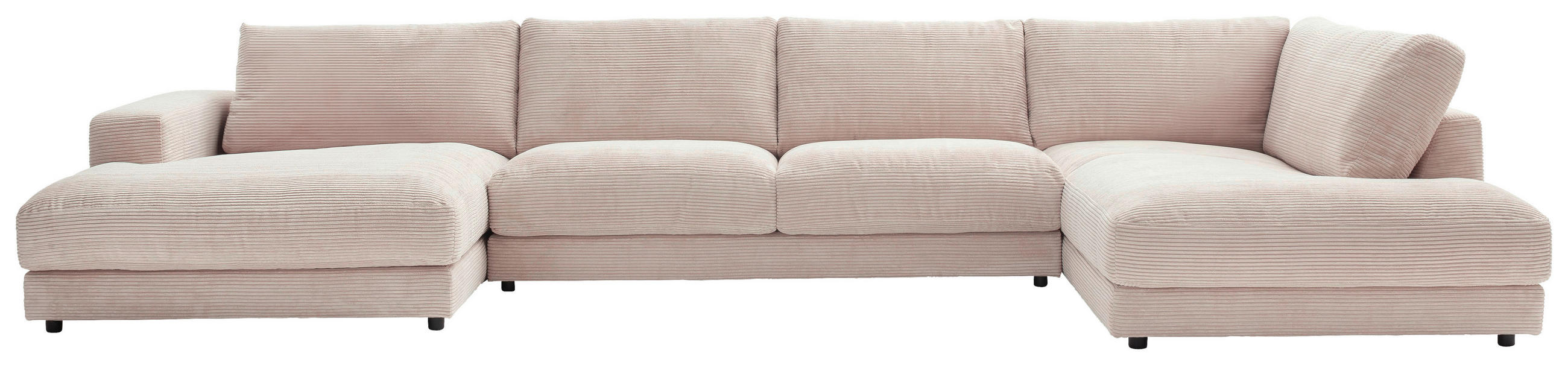 WOHNLANDSCHAFT Taupe Cord  - Taupe/Schwarz, Design, Kunststoff/Textil (190/425/224cm) - Hom`in