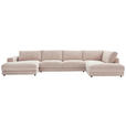 WOHNLANDSCHAFT in Cord Taupe - Taupe/Schwarz, Design, Kunststoff/Textil (190/425/224cm) - Hom`in