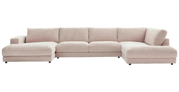 WOHNLANDSCHAFT in Cord Taupe - Taupe/Schwarz, Design, Kunststoff/Textil (190/425/224cm) - Hom`in