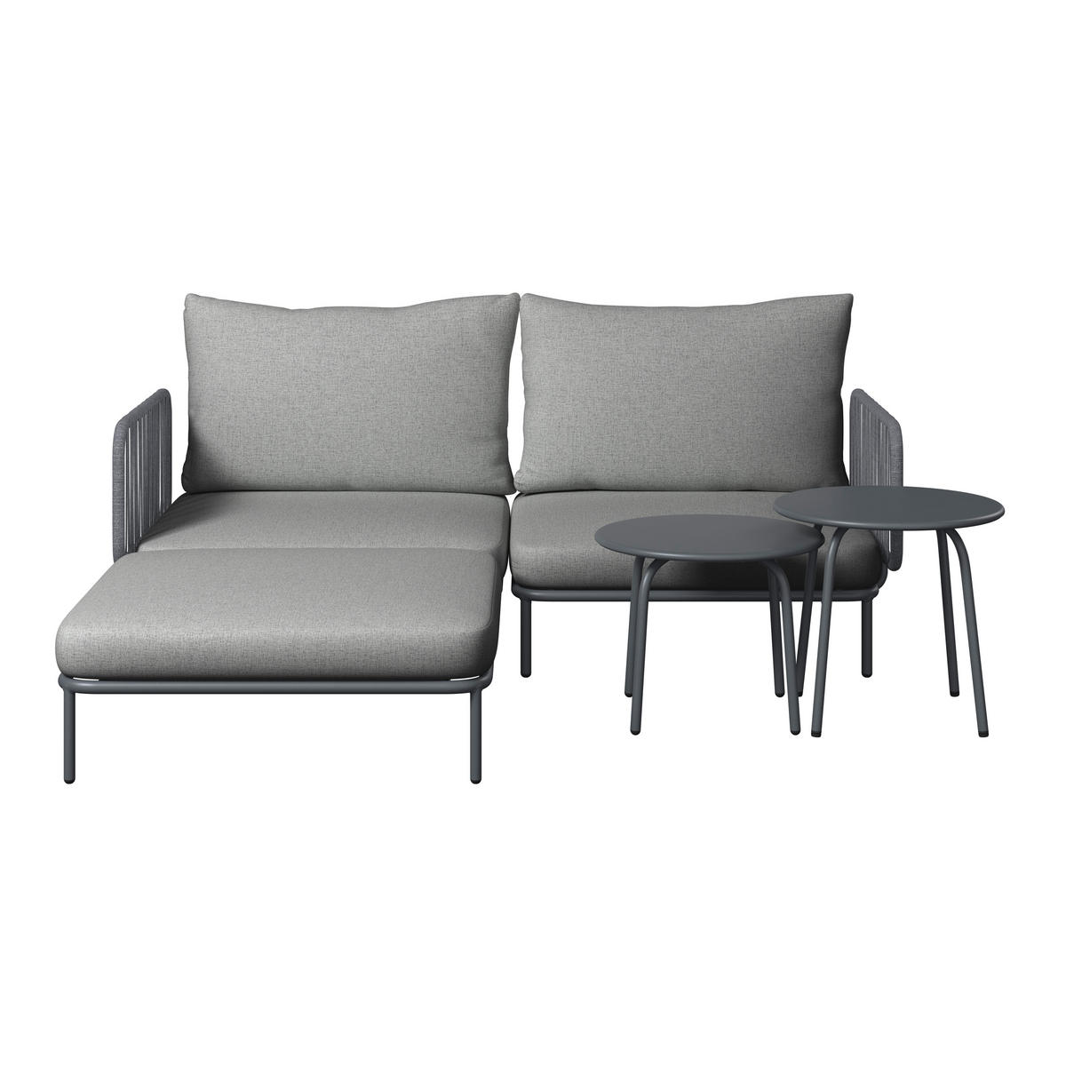 LOUNGEGARNITUR 173,5/186 cm Stahl  - Anthrazit/Grau, Basics, Textil/Metall (173,5/186cm) - Ambia Garden