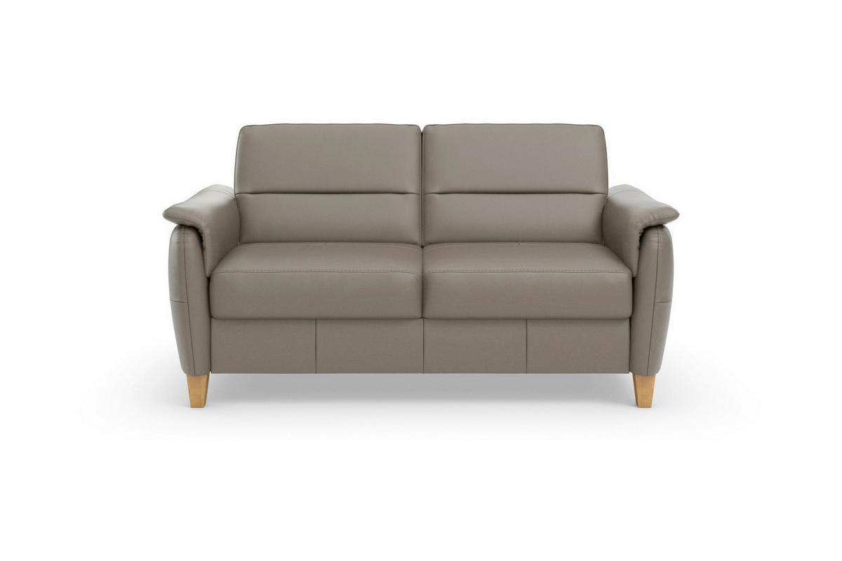 3-SITZER-SOFA PALMERA E Echtleder Grau  - Eichefarben/Grau, Basics, Leder/Holz (179/89/89cm) - Sit & More