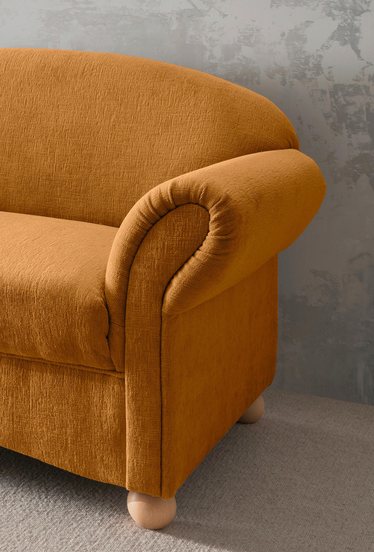 2-SITZER-SOFA in Mikrofaser Goldfarben  - Wildeiche/Goldfarben, Konventionell, Holz/Textil (151/94/80cm) - Livetastic