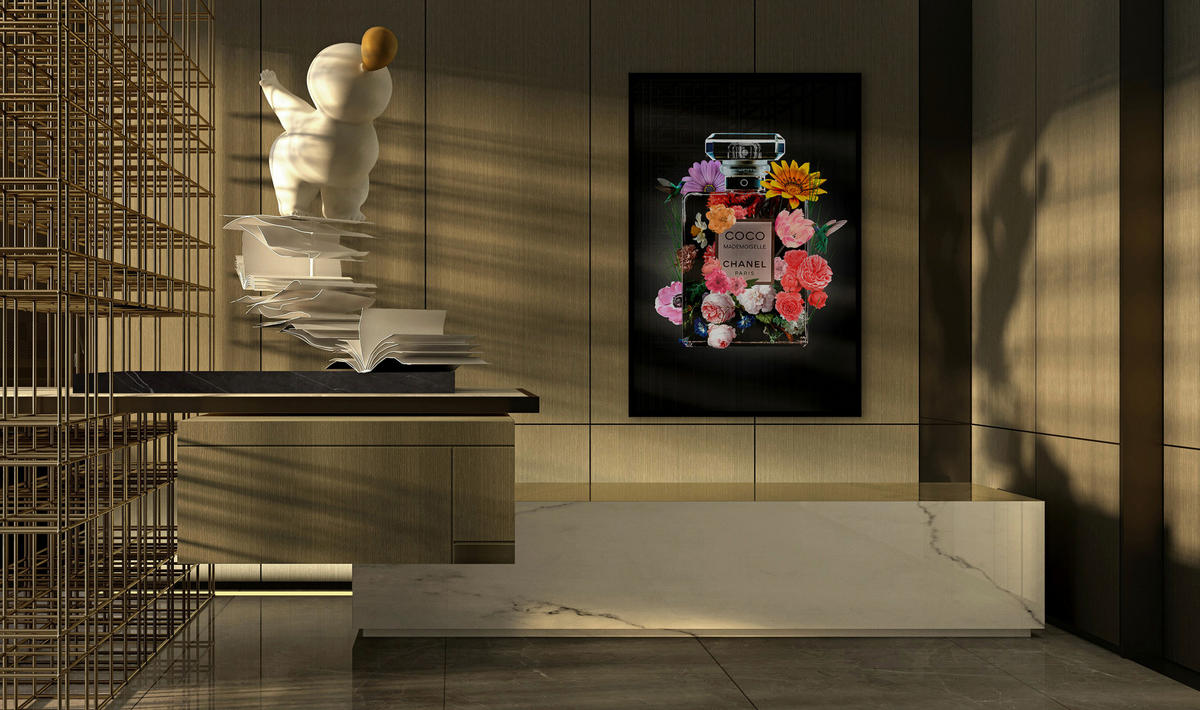 BILD Blumen  - Multicolor/Schwarz, Design, Holz/Kunststoff (100/150cm)