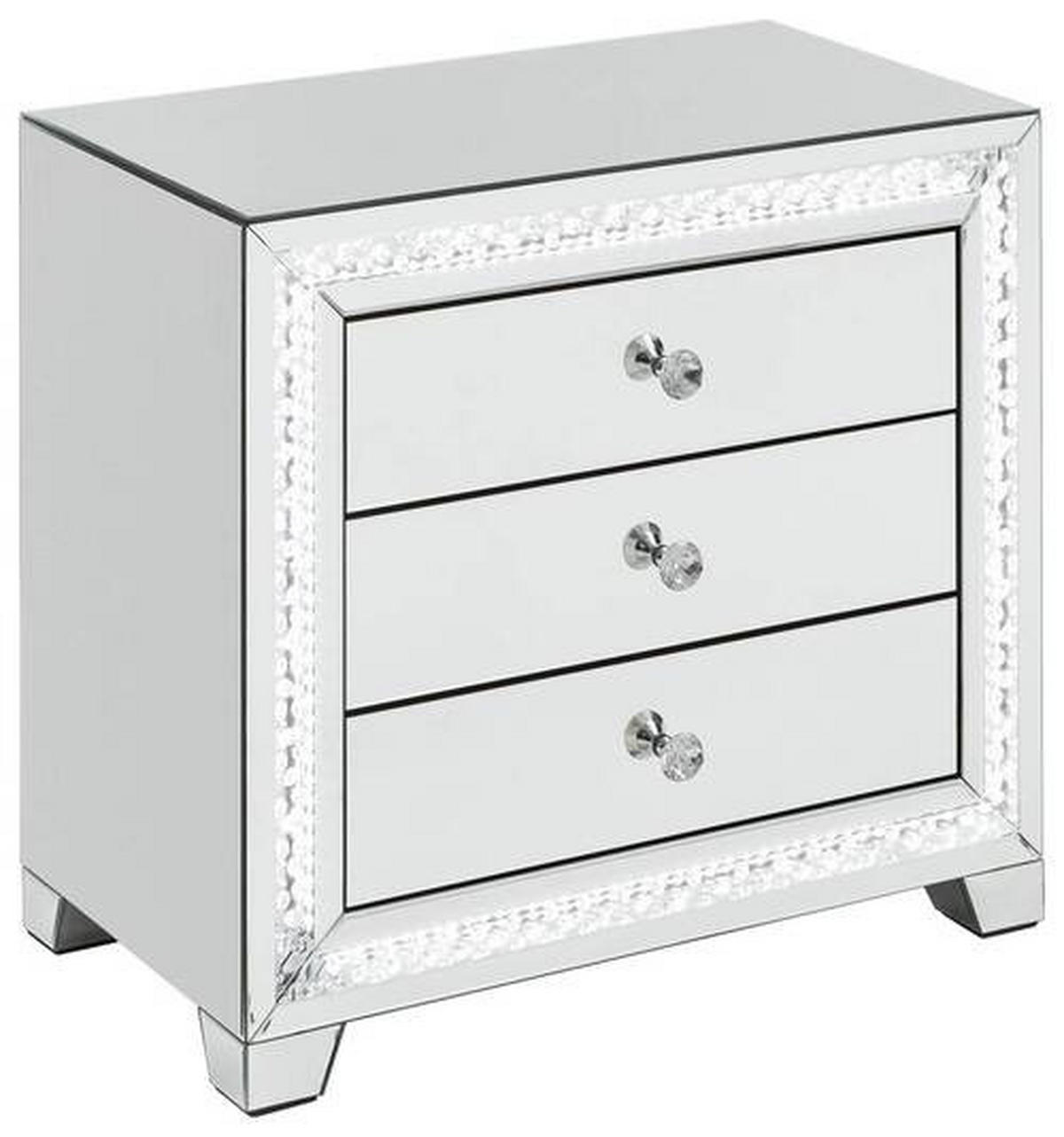 KOMÓD 80,7/74/45,3 cm  - ezüstszínű, Design, faalapú anyag/Üveg (80,7/74/45,3cm) - Xora
