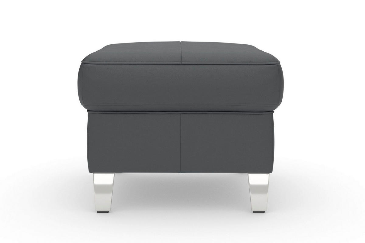 HOCKER ARNGAST E Echtleder Schwarz  - Chromfarben/Schwarz, Basics, Leder/Metall (58/48/58cm) - Sit & More