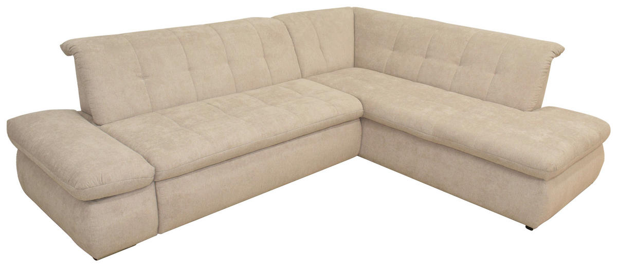 ECKSOFA Beige Mikrofaser  - Chromfarben/Beige, KONVENTIONELL, Textil/Metall (273/216cm) - MID.YOU