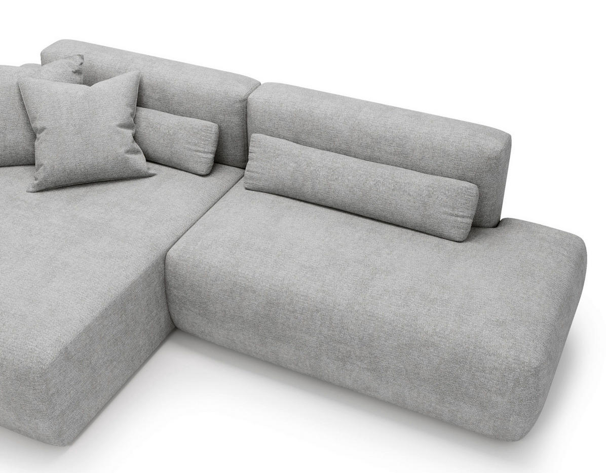 ECKSOFA REVE in Chenille Hellgrau  160/284 cm  - Hellgrau/Schwarz, Design, Kunststoff/Textil (160/284cm) - Livetastic