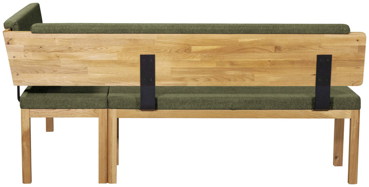 ECKBANK 208/171 cm Webstoff Grün, Eichefarben Eiche vollmassiv   - Eichefarben/Grün, KONVENTIONELL, Holz/Textil (208/171cm) - Linea Natura