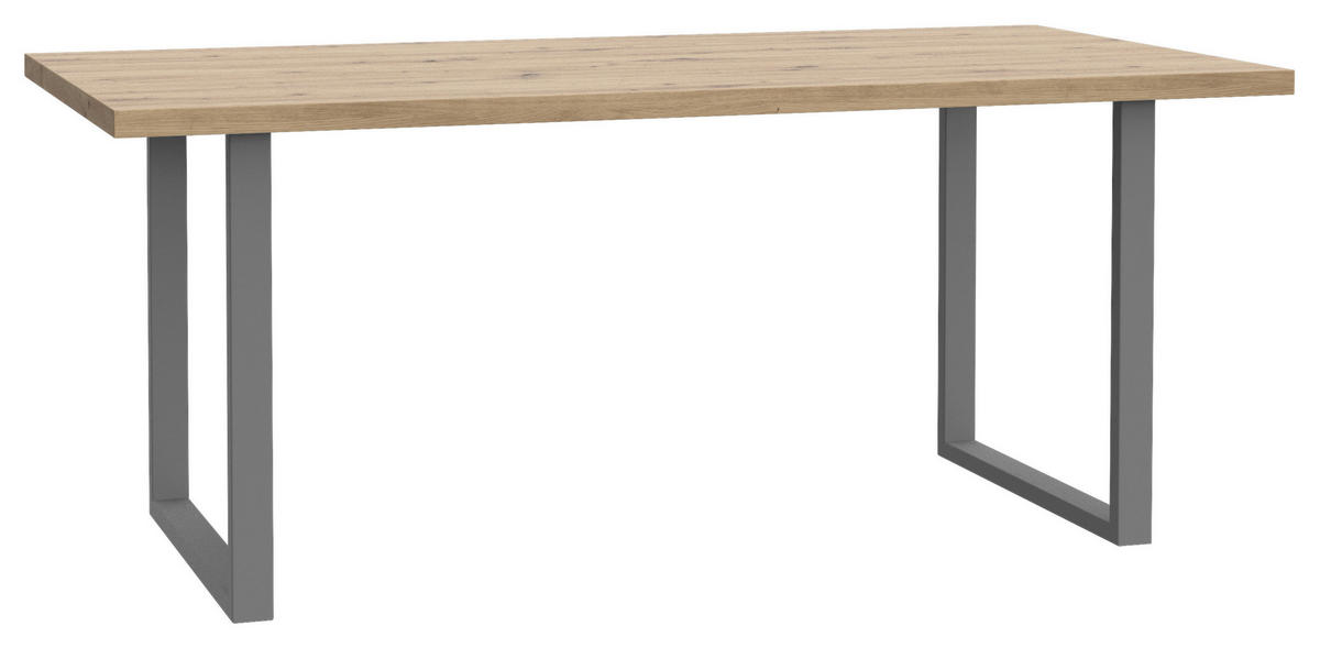 ESSTISCH in Metall, Holzwerkstoff 180/90/74 cm  - Eichefarben/Grau, Design, Holzwerkstoff/Metall (180/90/74cm) - Hom`in