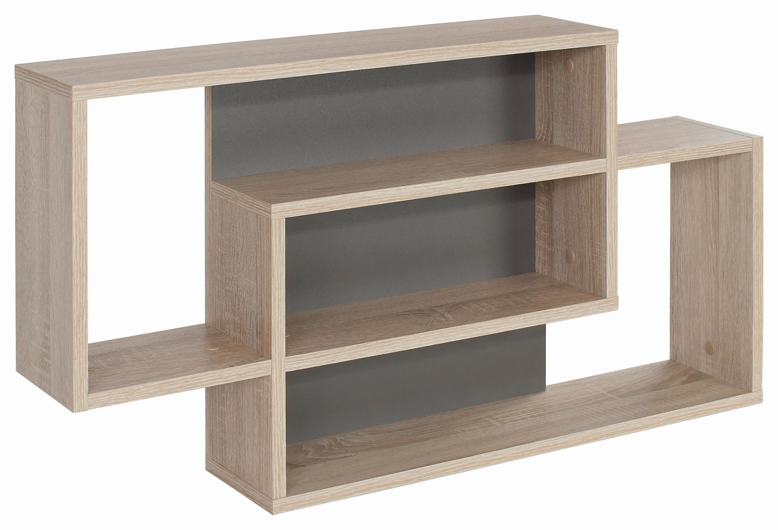 Wandregal Dream B: 90 cm Grau/Eiche Dekor, 3 Fächer