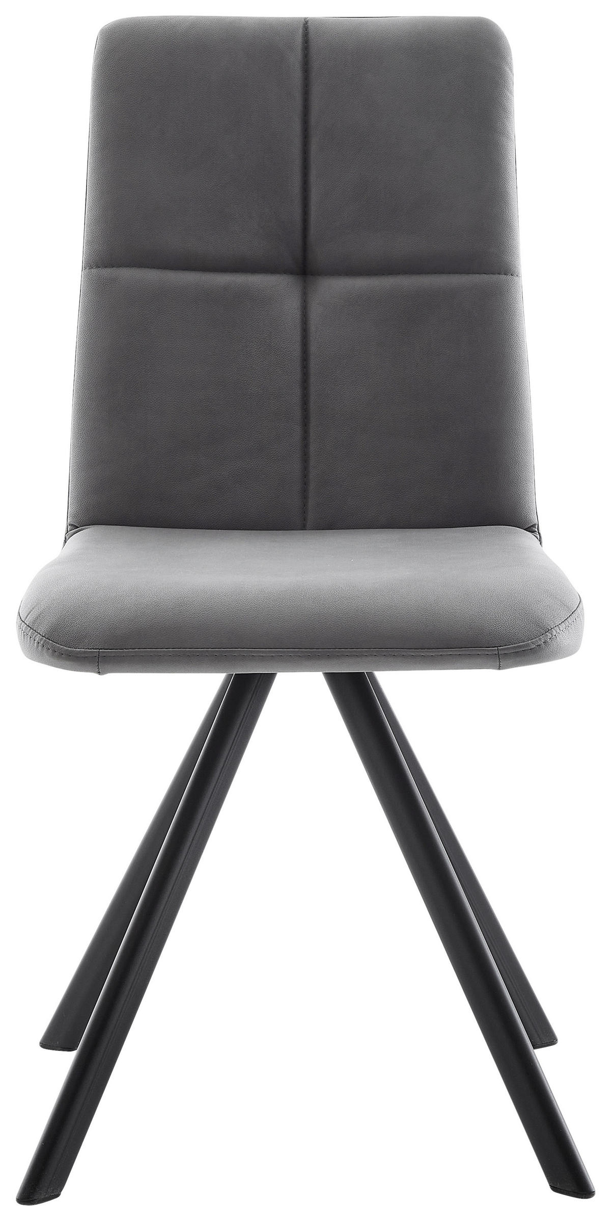 STUHL  in Eisen Lederlook Metall, Textil  - Dunkelgrau/Schwarz, MODERN, Textil/Metall (47/92/60cm) - Cantus