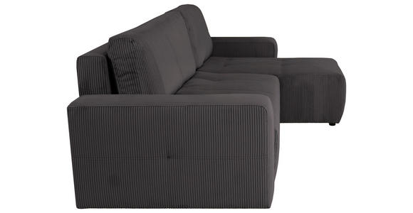 ECKSCHLAFSOFA  mit Cord Schieferfarben  - Schieferfarben/Schwarz, KONVENTIONELL, Textil (248/146cm) - Xora