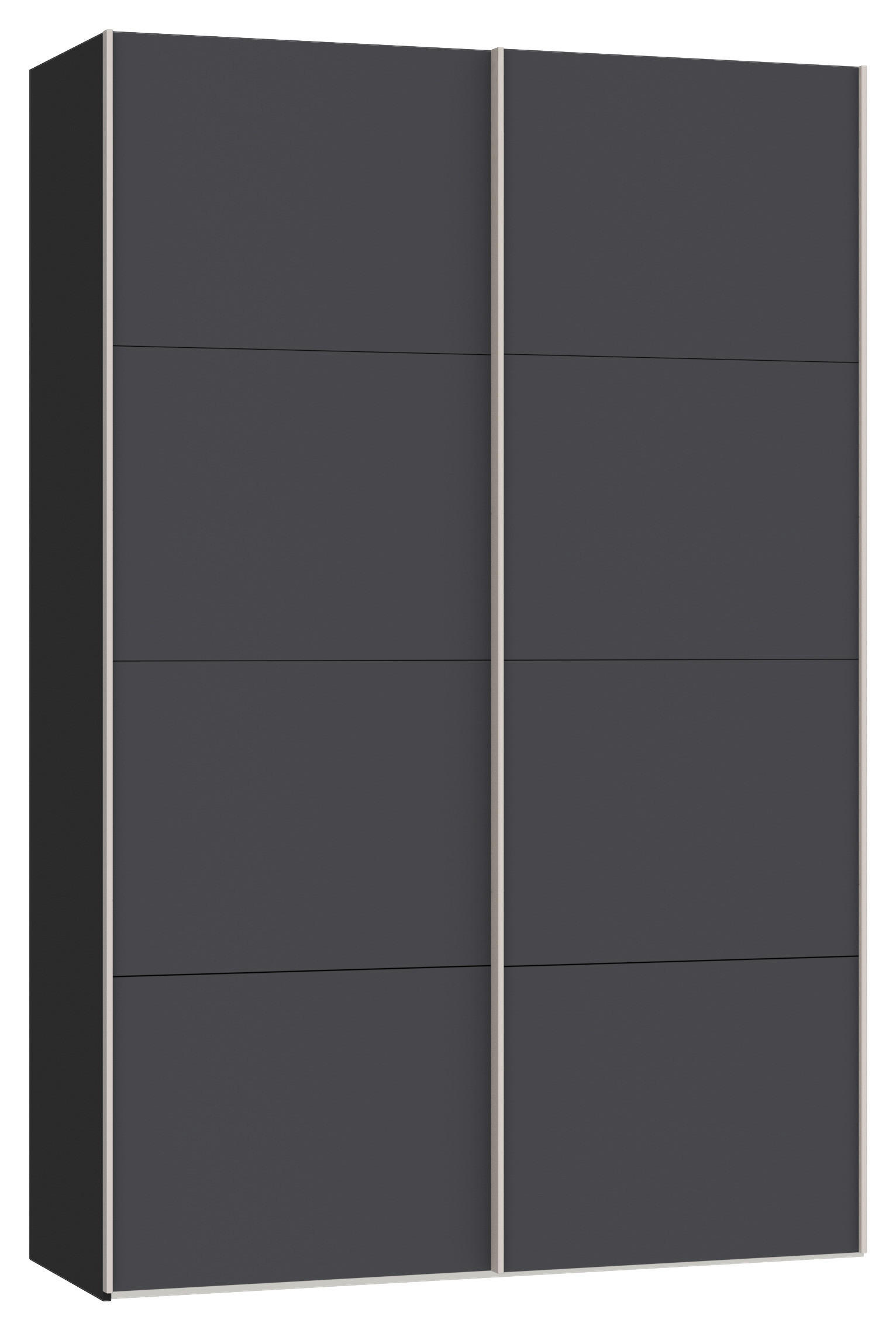 SCHWEBETÜRENSCHRANK 152/236/65 cm 2-türig Anthrazit, Schwarz  - Edelstahlfarben/Anthrazit, Design, Holzwerkstoff (152/236/65cm) - Boxxx