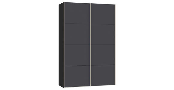 SCHWEBETÜRENSCHRANK  in Anthrazit, Schwarz  - Edelstahlfarben/Anthrazit, Design, Holzwerkstoff (152/236/65cm) - Carryhome