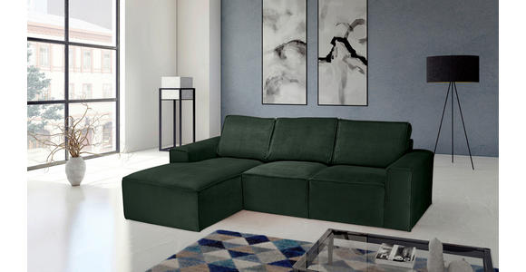 ECKSOFA Dunkelgrün Chenille  - Dunkelgrün/Schwarz, KONVENTIONELL, Kunststoff/Textil (168/272cm) - Carryhome