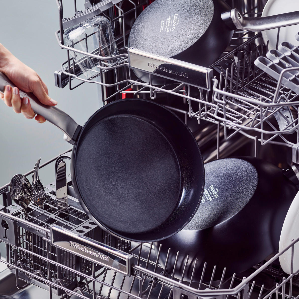 BRATPFANNE Evolution Keramikbeschichtung 28 cm  - Edelstahlfarben/Schwarz, Basics, Metall (28cm) - GreenPan