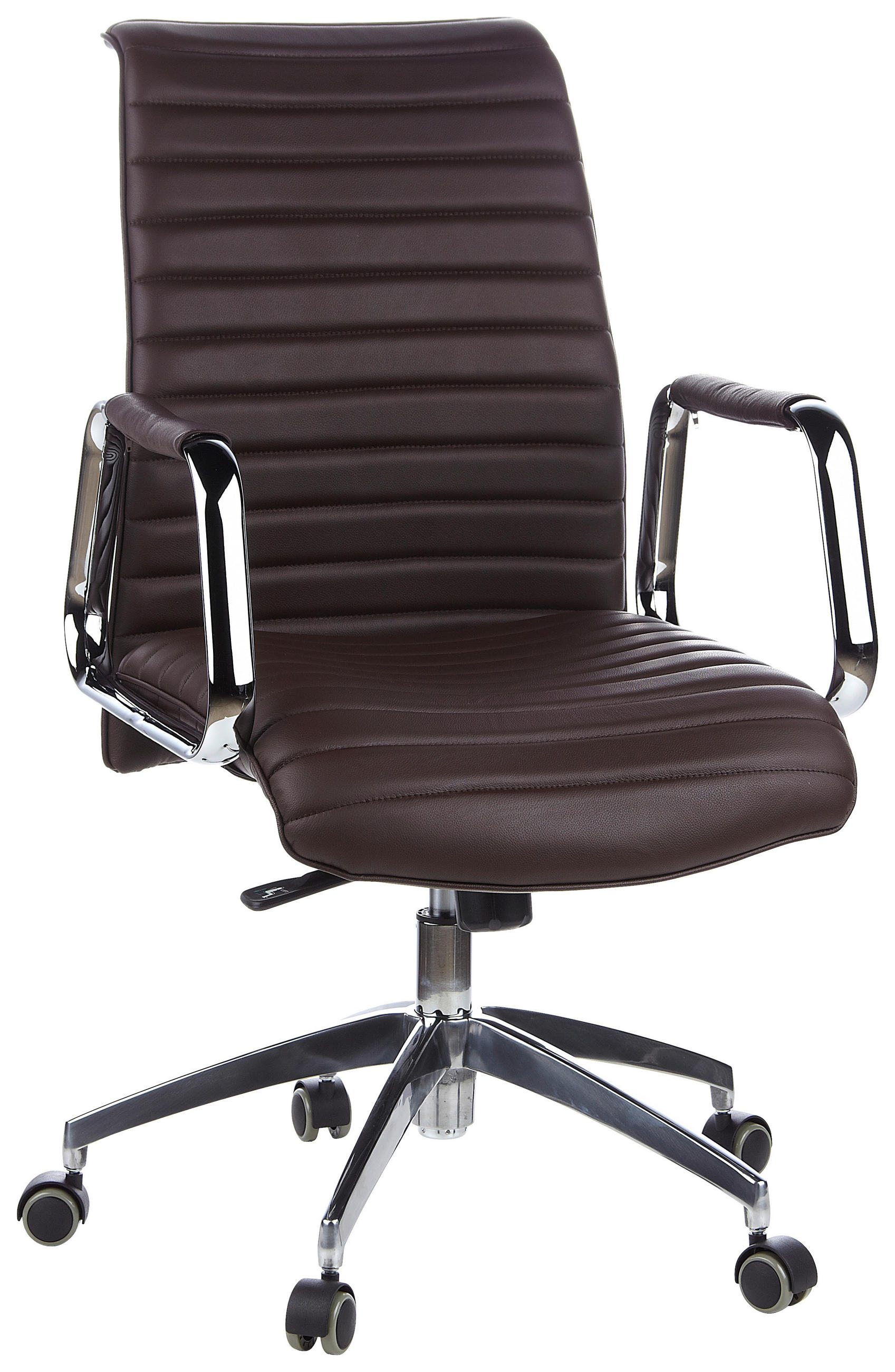 DREHSTUHL Lederlook Silberfarben, Dunkelbraun  - Dunkelbraun/Silberfarben, MODERN, Leder/Kunststoff (59/114/50cm) - MID.YOU